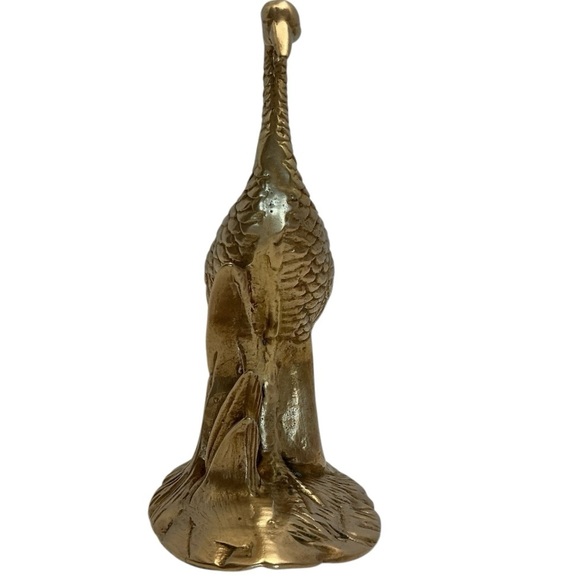 Brass Crane Figurine Stork Egret Heron Bird Paperweight Decor MCM Vintage 1970s - Picture 10 of 16